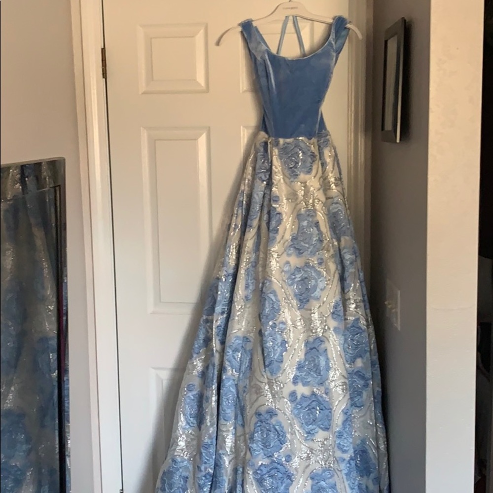 AshleyLauren Blue Velvet Ballgown 1345